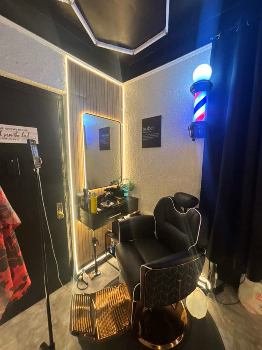The chair and barber pole